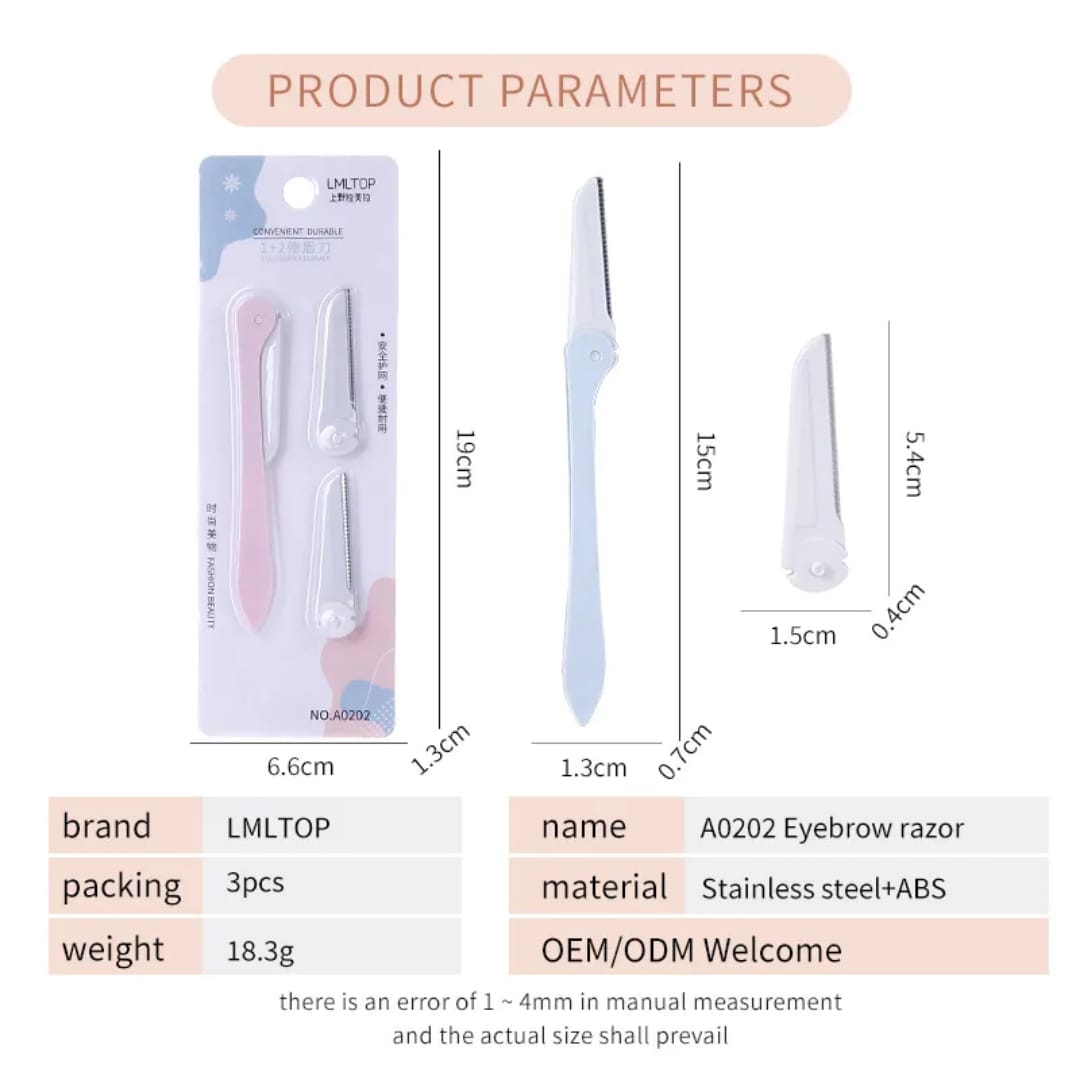 3pcs Eyebrow Razor Set with Replaceable Blades victoriastore.com.pk