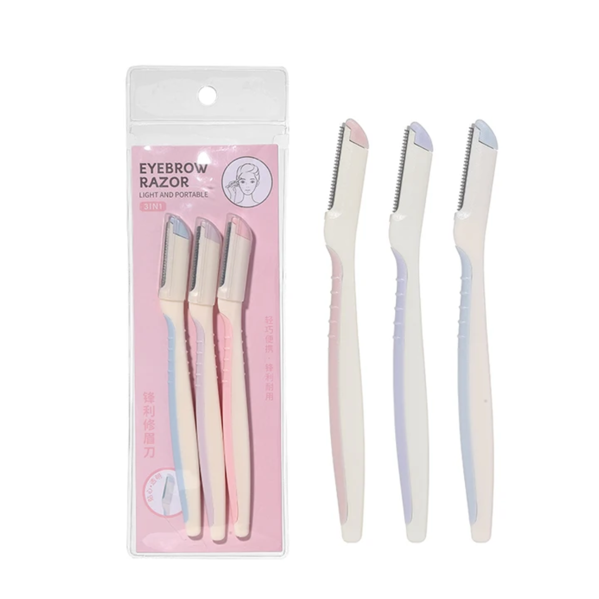 3pcs Plastic Makeup Eyebrow razor Set victoriastore.com.pk