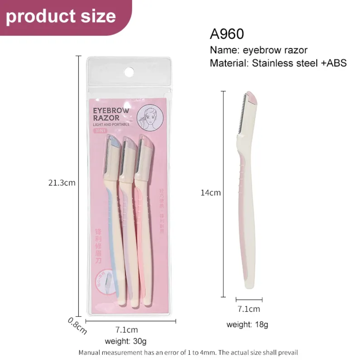 3pcs Plastic Makeup Eyebrow razor Set victoriastore.com.pk