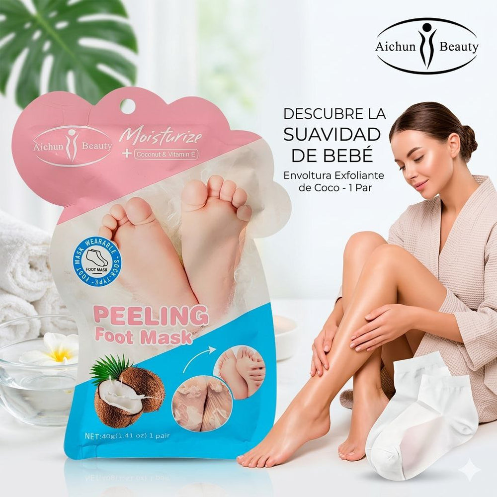 Exfoliating Foot Mask with Coconut Extract and Vitamin E AICHUN BEAUTY 40G 1 Pair victoriastore.com.pk