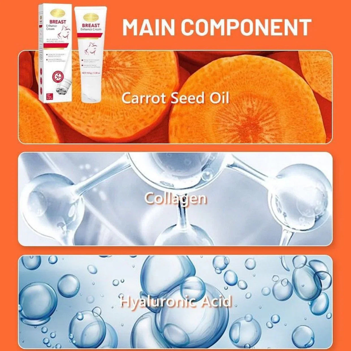 Aichun Beauty Breast Enhance Cream with Massage Roller Ball - 100g victoriastore.com.pk