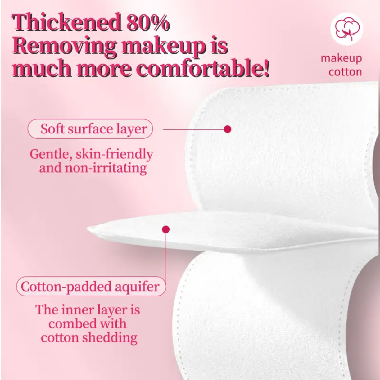 Makeup Remover Soft 3 Layer Pearl Pattern Organic Cotton Pad 40pcs victoriastore.com.pk