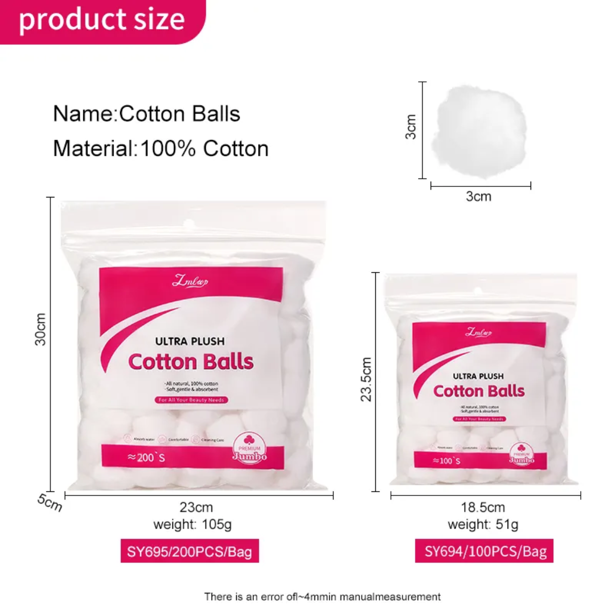 Disposable 100% Natural Cotton Pads Soft High Absorbent Cotton Balls victoriastore.com.pk