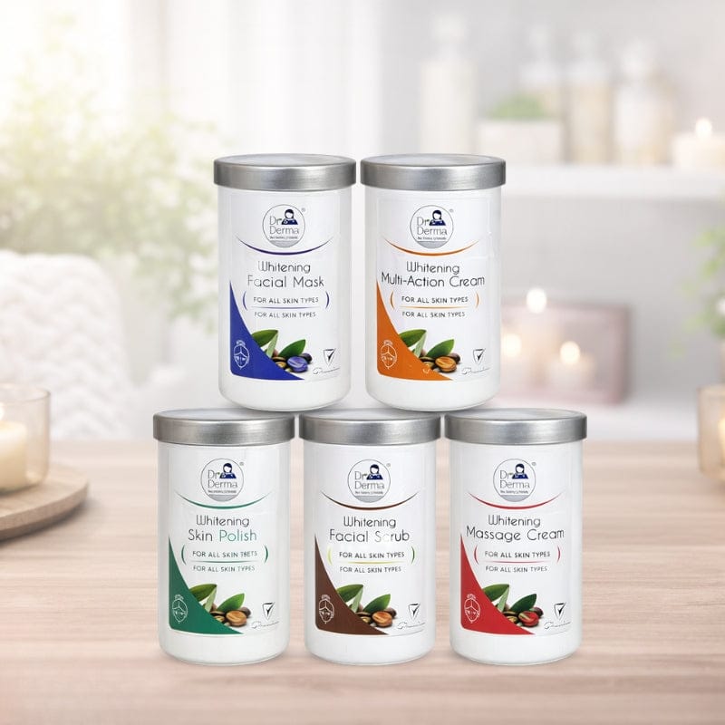 Set of skincare products on a wooden surface with a blurred  victoriastore.com.pk background