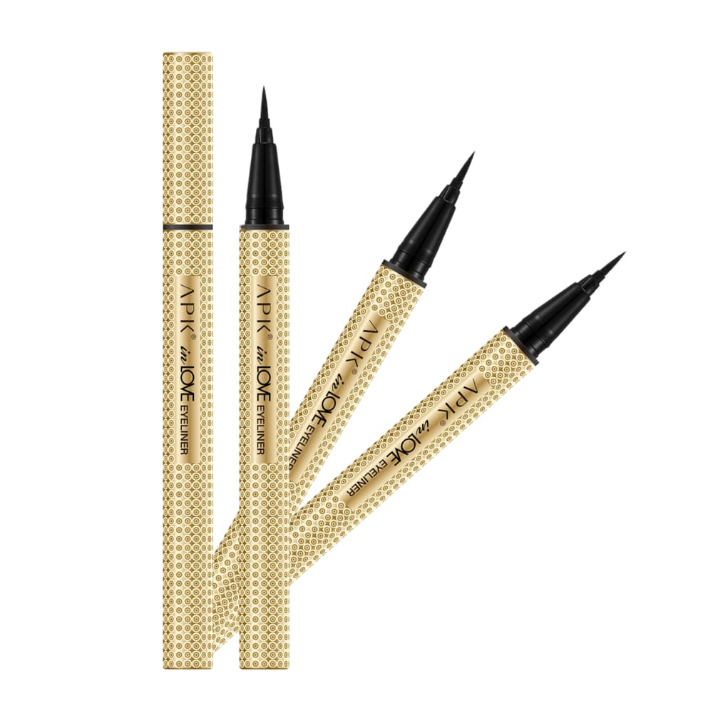 Three APW Eye Pore Eyeliner pens with gold and black design on a white background victoriastore.com.pk