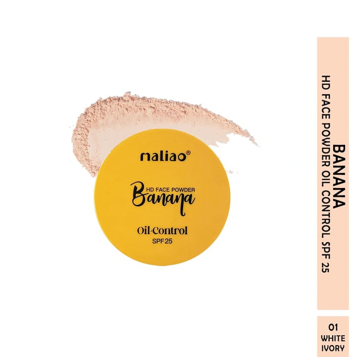 Maliao Banana oil-control face powder with packaging on a white background. victoriastore.com.pk