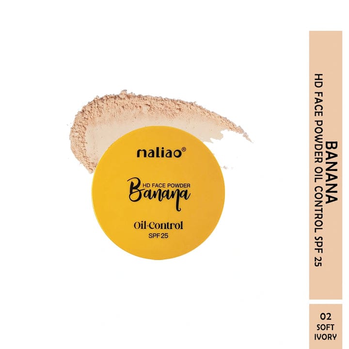 maliao Banana Oil-Control SPF 25 face powder with packaging on a white background. victoriastore.com.pk