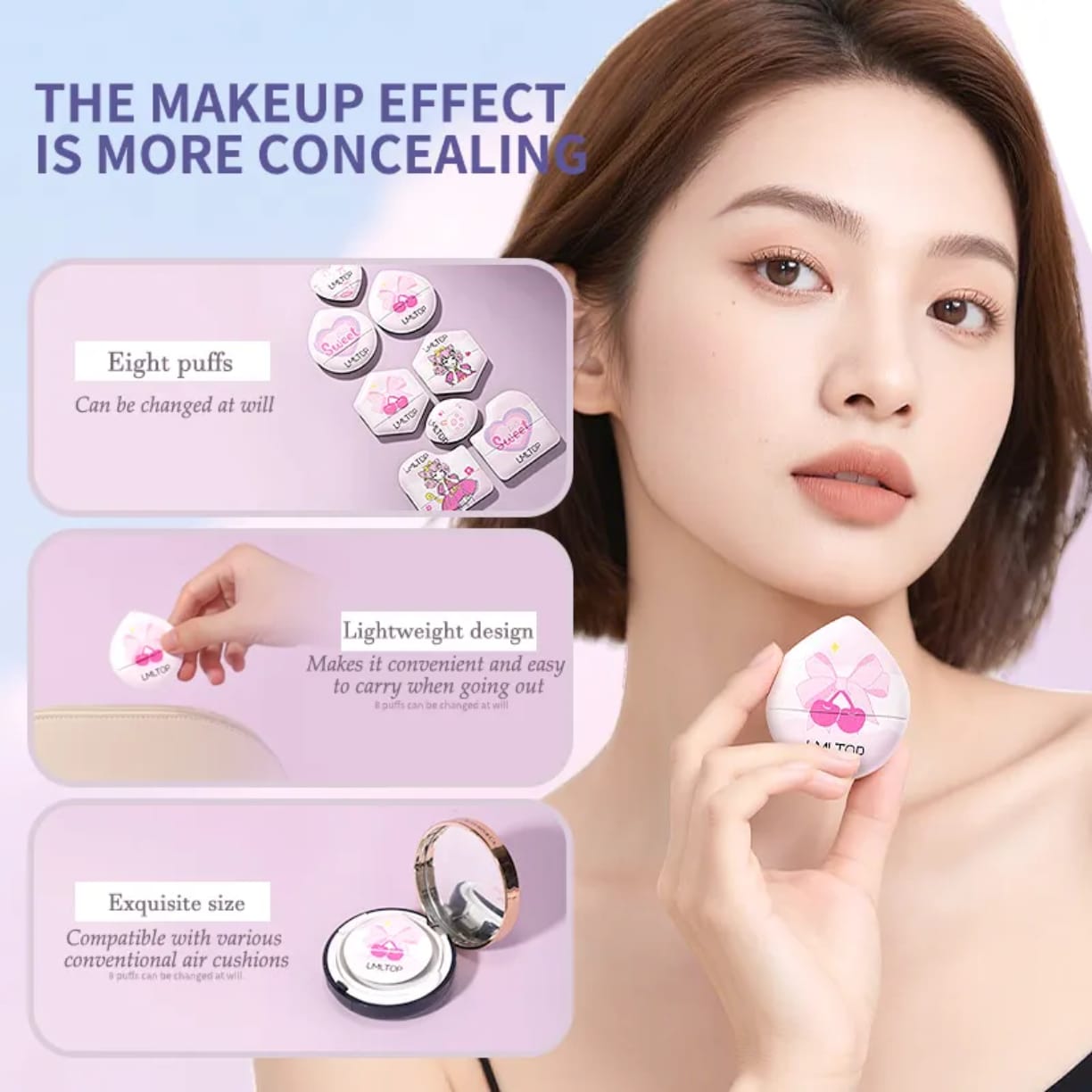 Pink Heart High elasticity Makeup Cosmetic Powder Puff 8-Piece victoriastore.com.pk