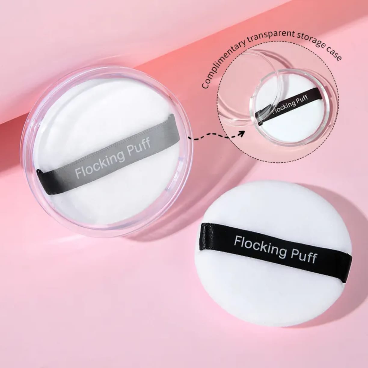 Round Shape Powder Puff Storage Box Travel Cosmetic Flocking Makeup Sponge victoriastore.com.pk