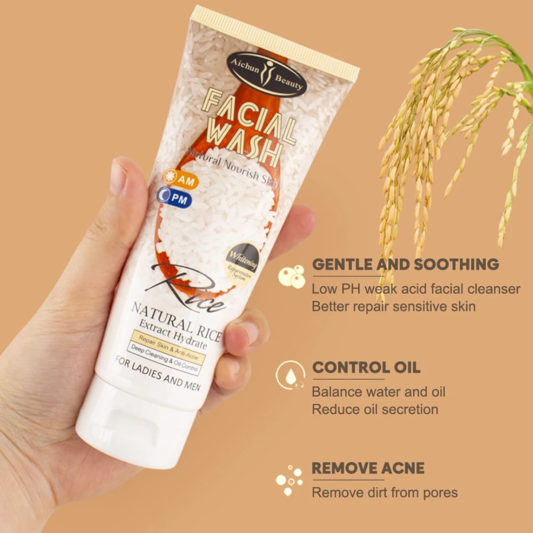 Rice Facial Wash – Brightening & Oil Control Cleanser victoriastore.com.pk