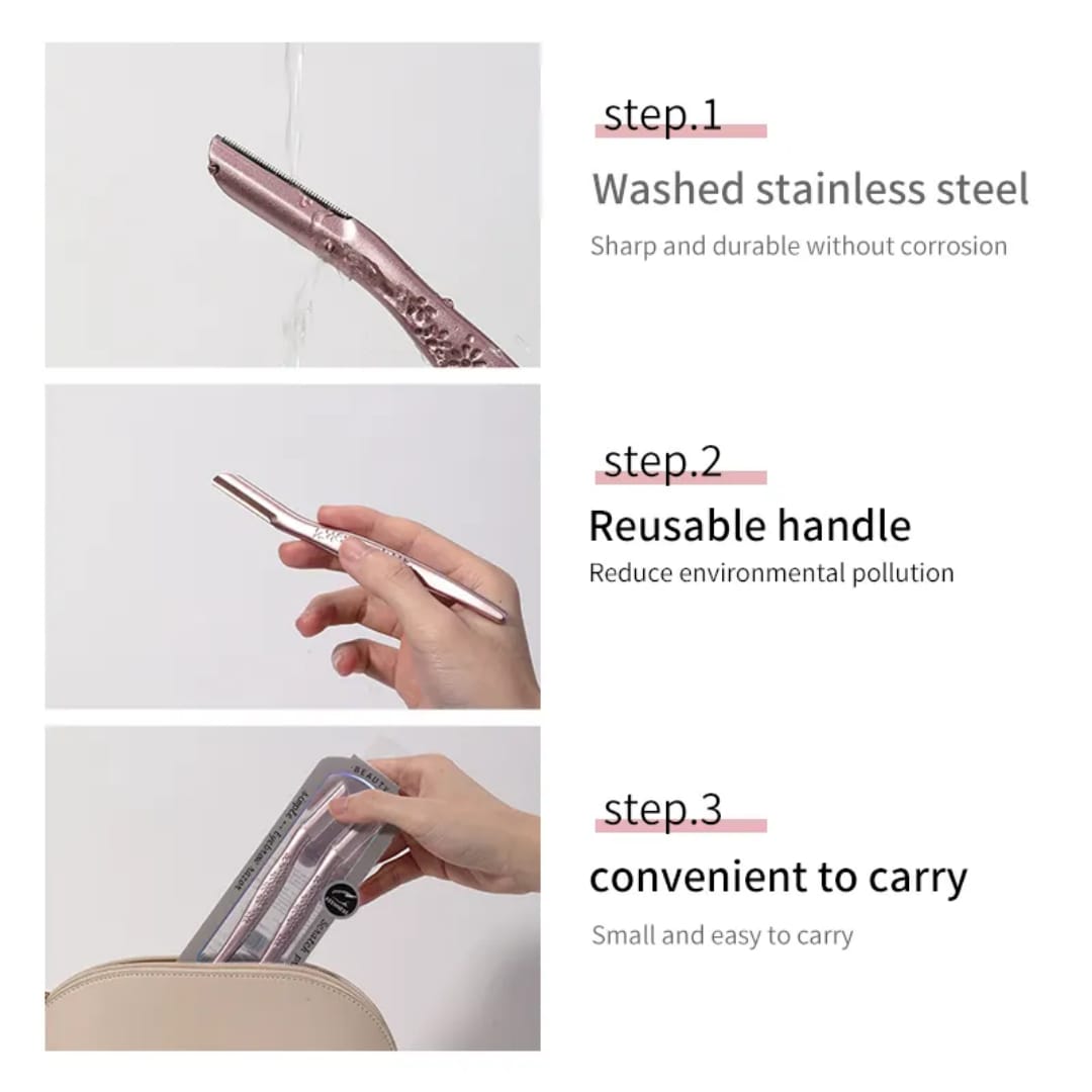 Rose Gold Metal Eyebrow Razor Set JJF08 victoriastore.com.pk
