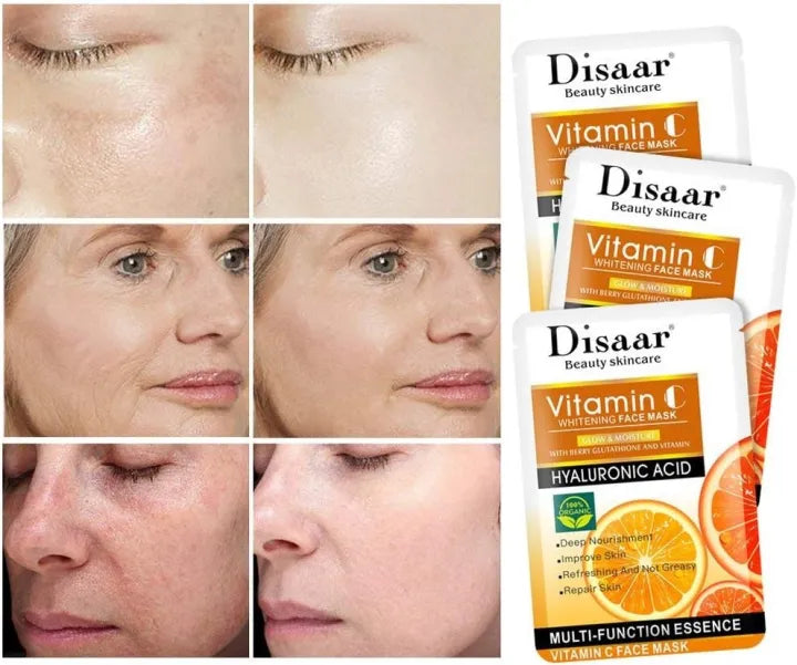 Disaar Vitamin C Whitening Facial Sheet Mask 5pcs Pack victoriastore.com.pk