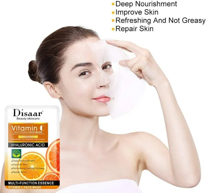 Disaar Vitamin C Whitening Facial Sheet Mask 5pcs Pack victoriastore.com.pk