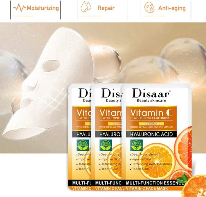 Disaar Vitamin C Whitening Facial Sheet Mask 5pcs Pack victoriastore.com.pk