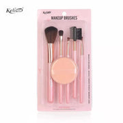 Keli 5PCS Makeup Brush Set with Puff & Brow Comb