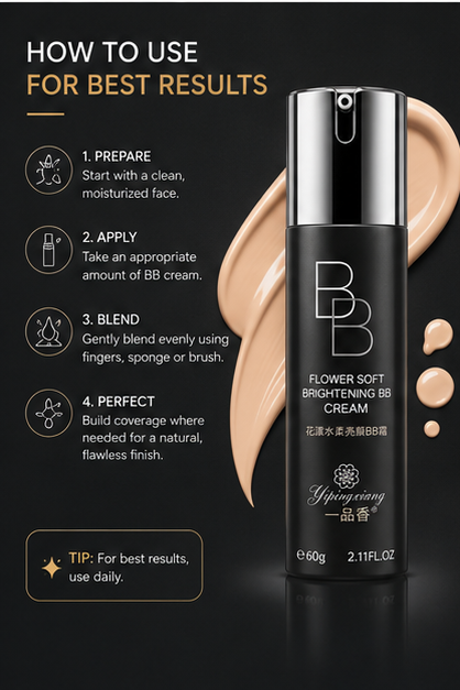 Yipingxiang Flower Soft Brightening BB Cream 60g victoriastore.com.pk
